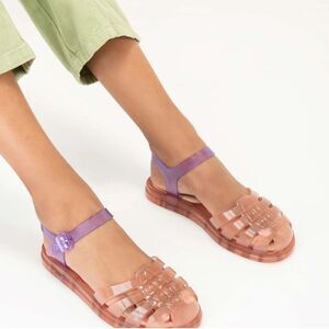 Melissa Pink Lilac Obsessed Caged Toe Translucent Jelly Sandals Women’s Size 6